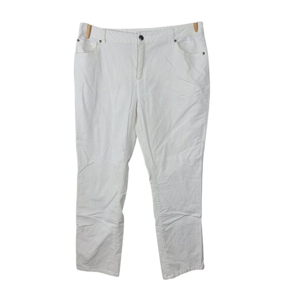 CJ Banks Corduroy Pants Plus size 16W Women's White Straight Leg 37 x 29.5 - Picture 1 of 6